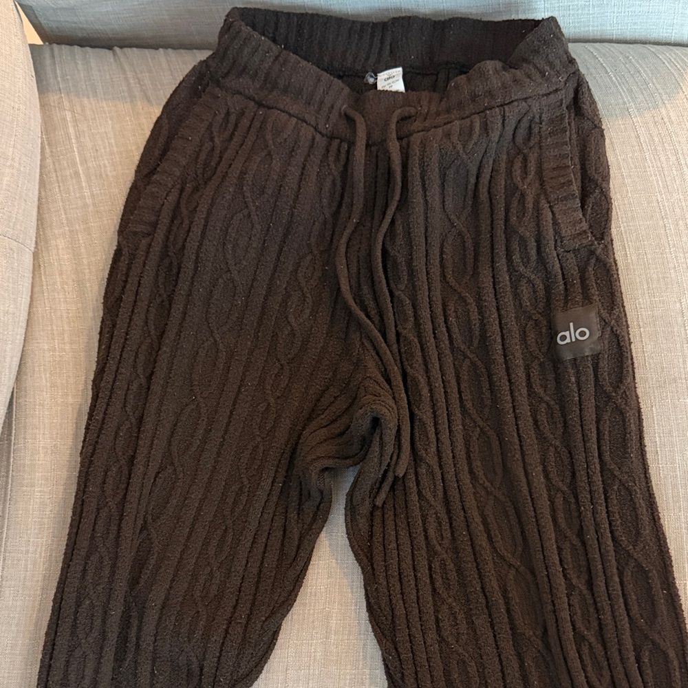 ALO Brown Cable Knit Joggers